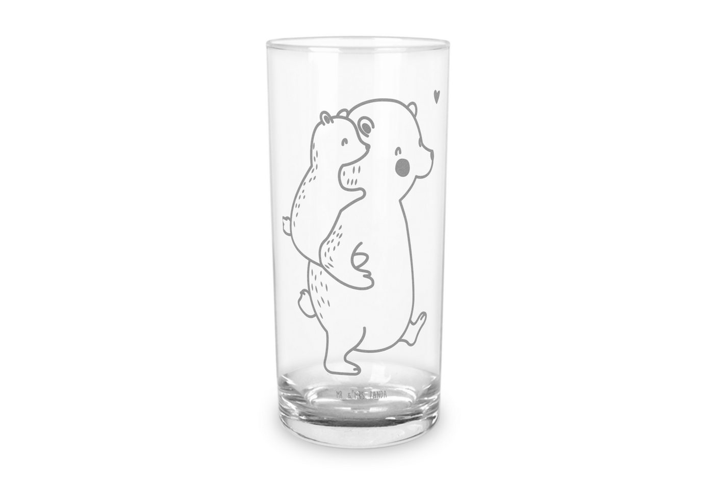 Mr. & Mrs. Panda Glas 400 ml Papa Bär - Transparent - Geschenk, Vater, Wasserglas, Familie, Premium Glas, Unikat durch Gravur von Mr. & Mrs. Panda