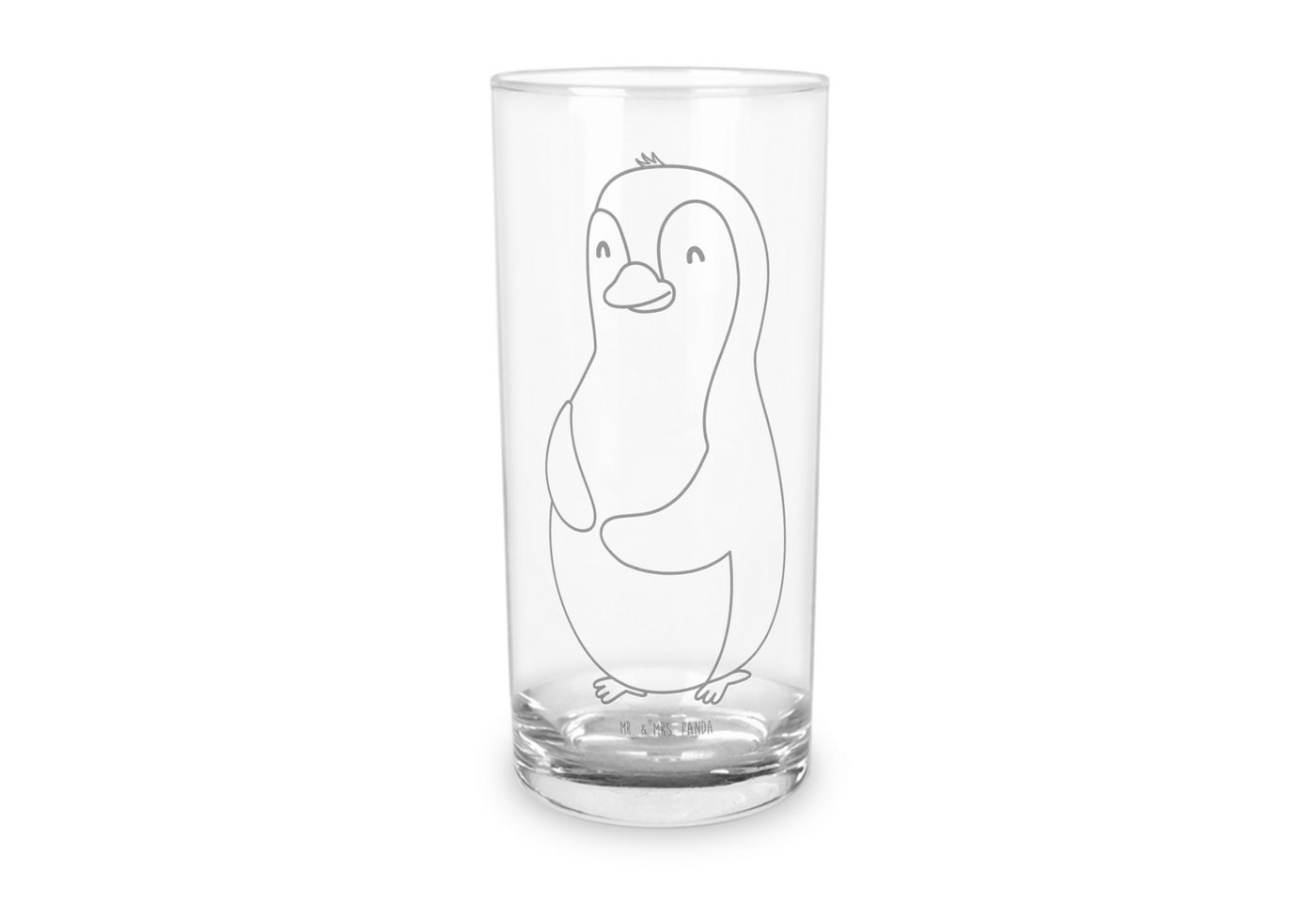 Mr. & Mrs. Panda Glas 400 ml Pinguin Diät - Transparent - Geschenk, Bauch, Wasserglas, Abne, Premium Glas, Inspirierende Gravur von Mr. & Mrs. Panda