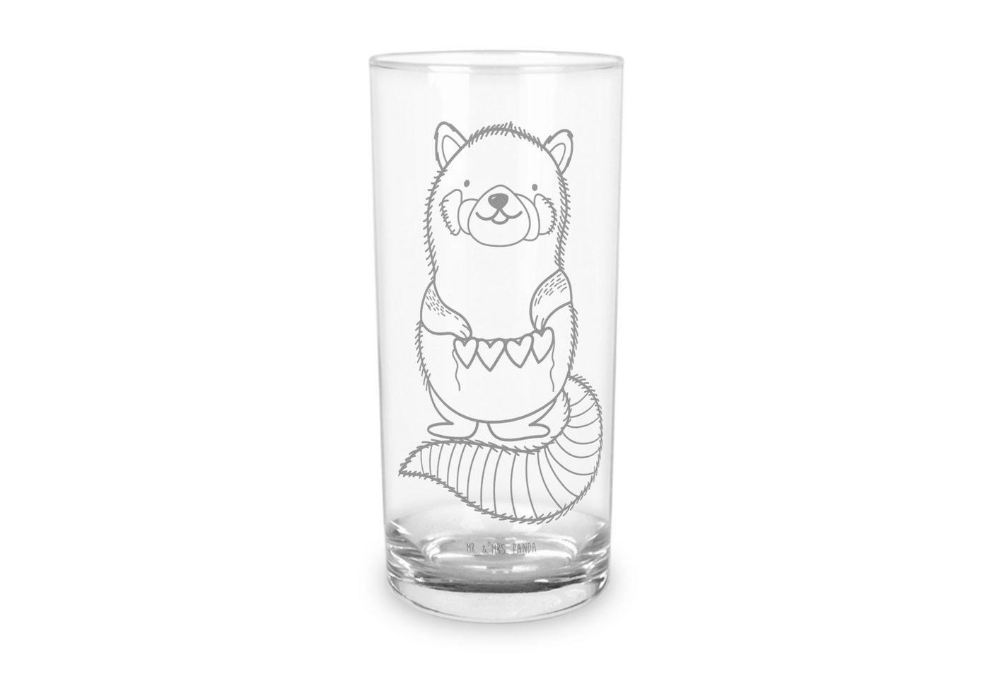 Mr. & Mrs. Panda Glas 400 ml Roter Panda - Transparent - Geschenk, Wasserglas mit Gravur, W, Premium Glas, Magische Gravur von Mr. & Mrs. Panda