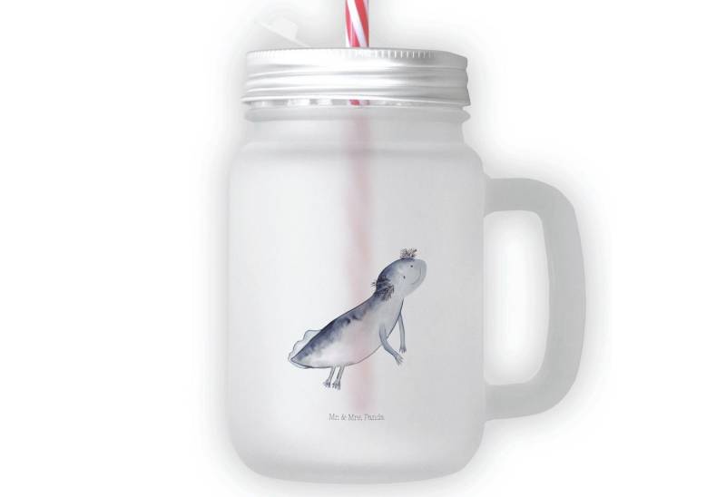 Mr. & Mrs. Panda Cocktailglas Axolotl Schwimmen, Saftglas Mit Deckel, Einmachglas Mit Henkel, Premium Glas, Stylisches skandinavisches Design von Mr. & Mrs. Panda