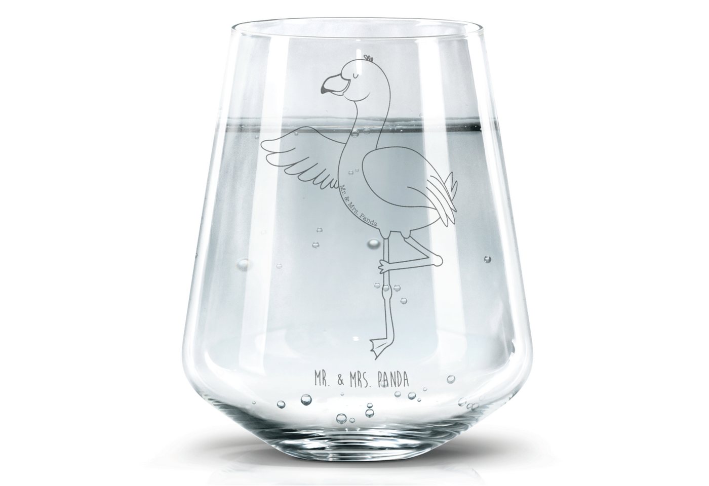 Mr. & Mrs. Panda Glas Flamingo Yoga - Transparent - Geschenk, Yogapose, Trinkglas, Wassergl, Premium Glas, Hochwertige Lasergravur von Mr. & Mrs. Panda