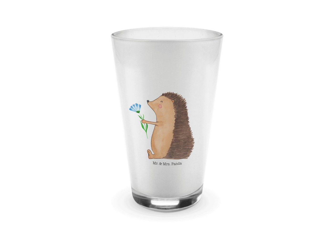 Mr. & Mrs. Panda Glas Igel Blumen - Transparent - Geschenk, Gute Laune, Krankenhaus, Latte, Premium Glas, Herzliche Motive von Mr. & Mrs. Panda