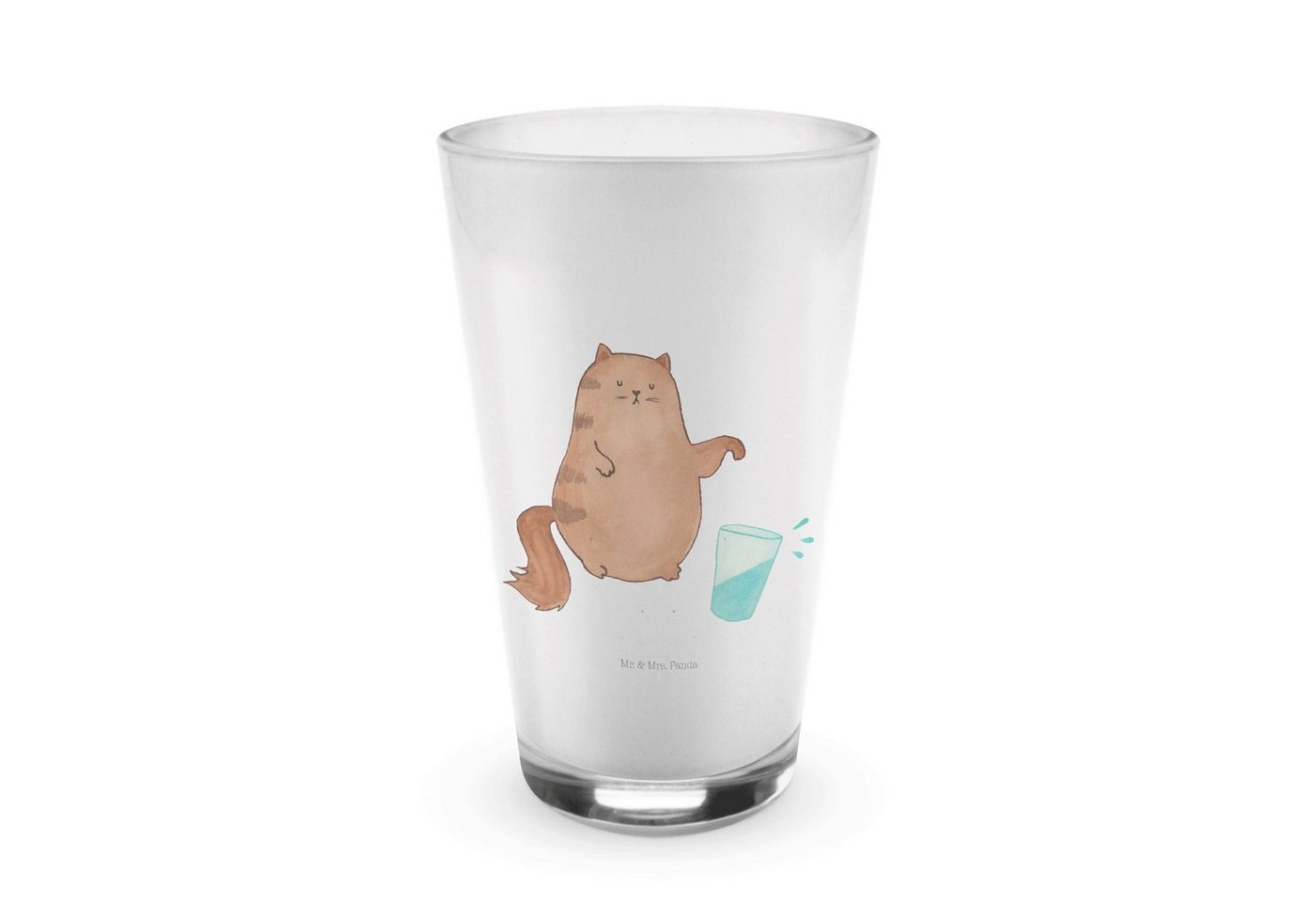 Mr. & Mrs. Panda Glas Katze Wasserglas - Transparent - Geschenk, Katzenbesitzerin, Cappucci, Premium Glas, Hitzebeständig von Mr. & Mrs. Panda