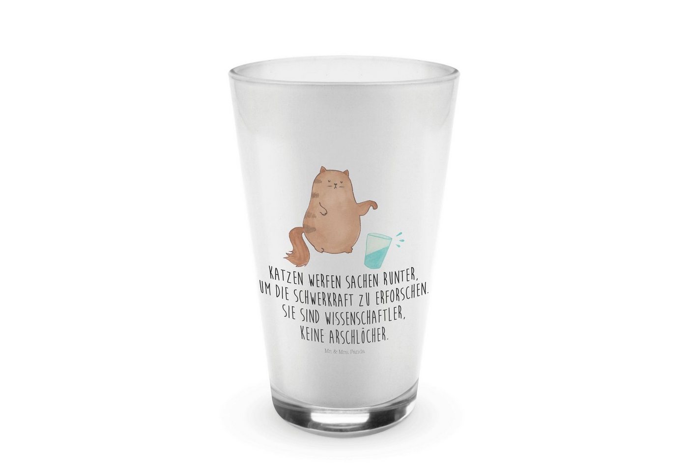 Mr. & Mrs. Panda Glas Katze Wasserglas - Transparent - Geschenk, Miau, Katzenartikel, Latt, Premium Glas, Herzliche Motive von Mr. & Mrs. Panda