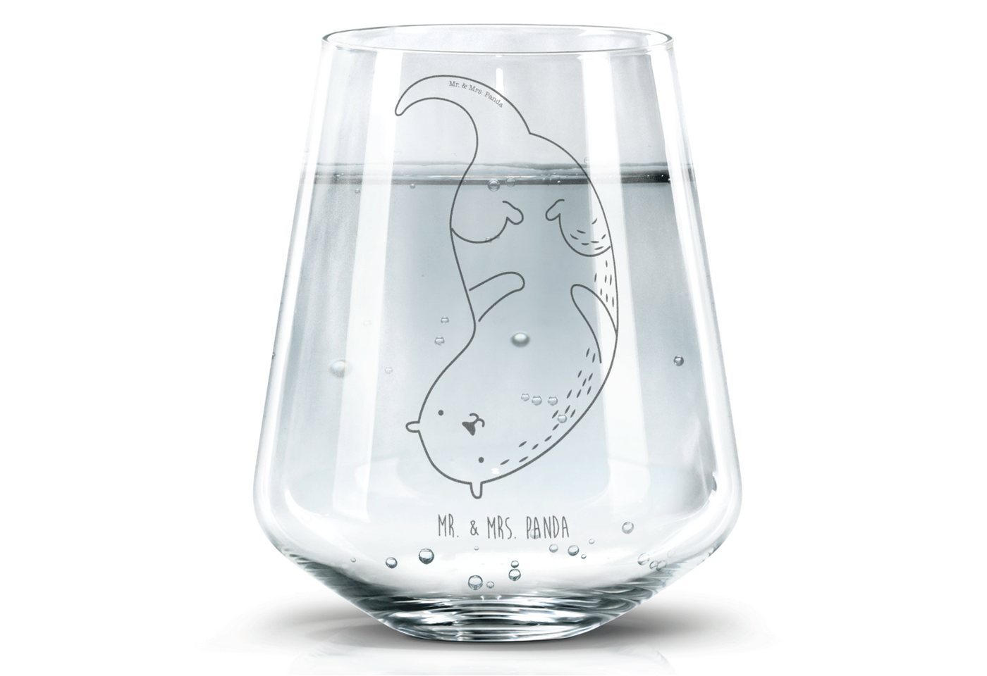 Mr. & Mrs. Panda Glas Otter Kopfüber - Transparent - Geschenk, Otter Seeotter See Otter, Sp, Premium Glas, Exklusive Gravur von Mr. & Mrs. Panda