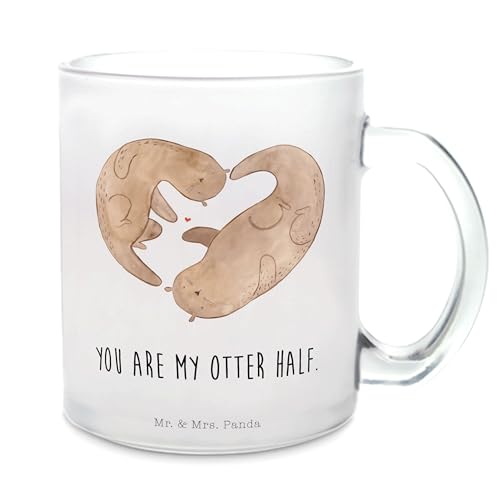 Mr. & Mrs. Panda Teetasse Otter Herz - Geschenk, große Liebe, Hochzeitstag, Liebe, Teebecher, Tasse mit Henkel, Fischotter, Liebesgeschenk, verliebt, von Mr. & Mrs. Panda