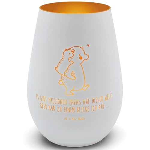 Mr. & Mrs. Panda Gold Windlicht Papa Bär - Geschenk, Vati, Teelicht, Kerze, Papi, Muttertag, Vater, Graviertes Windlicht, Windlicht aus Glas, Oma, Mr. & Mrs. Panda Gold Windlicht Papa Bär - Geschenk, Vati, Teelicht, Kerze, Papi, Muttertag, Vater, Graviertes Windlicht, Windlicht aus Glas, Oma, von Mr. & Mrs. Panda