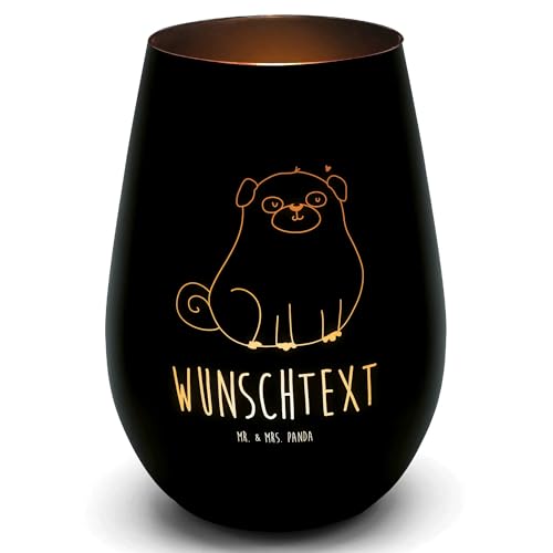 Mr. & Mrs. Panda Gold Windlicht Personalisiert Mops - Personalisierte Geschenke, Hundeliebe, Haustier, Hund, Windlicht Mit Initialen In Gold, Liebe, Mr. & Mrs. Panda Gold Windlicht Personalisiert Mops - Personalisierte Geschenke, Hundeliebe, Haustier, Hund, Windlicht Mit Initialen In Gold, Liebe, von Mr. & Mrs. Panda