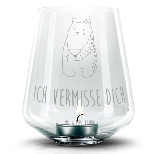 Mr. & Mrs. Panda Gravur Windlicht Bär Vermissen - Geschenk, Teddybär, Liebeskummer, Kerzenlicht, Teelichthalter, Teelichtglas, Teelicht Glas mit Mr. & Mrs. Panda Gravur Windlicht Bär Vermissen - Geschenk, Teddybär, Liebeskummer, Kerzenlicht, Teelichthalter, Teelichtglas, Teelicht Glas mit von Mr. & Mrs. Panda