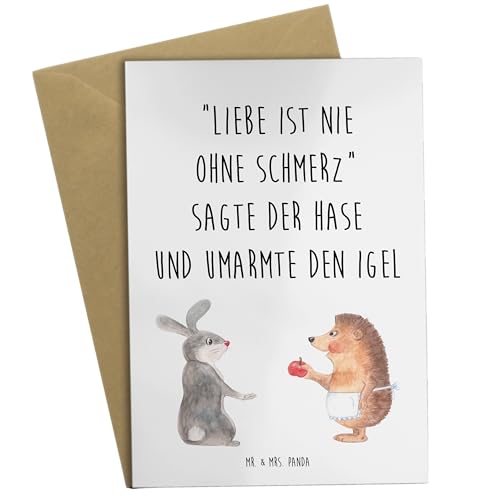 Mr. & Mrs. Panda Grußkarte Liebe ist nie ohne Schmerz - Geschenk, Geburtstagskarte, Tiere, lustige Sprüche, Hochzeitskarte, Einladungskarte, Trösten, von Mr. & Mrs. Panda