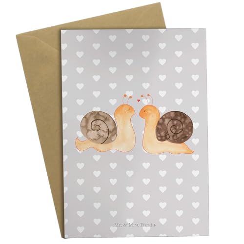Mr. & Mrs. Panda Grußkarte Schnecken Liebe - Geschenk, verliebt, glücklich, Heiraten, Pärchen, Heiratsantrag, Klappkarte, Einladungskarte, von Mr. & Mrs. Panda