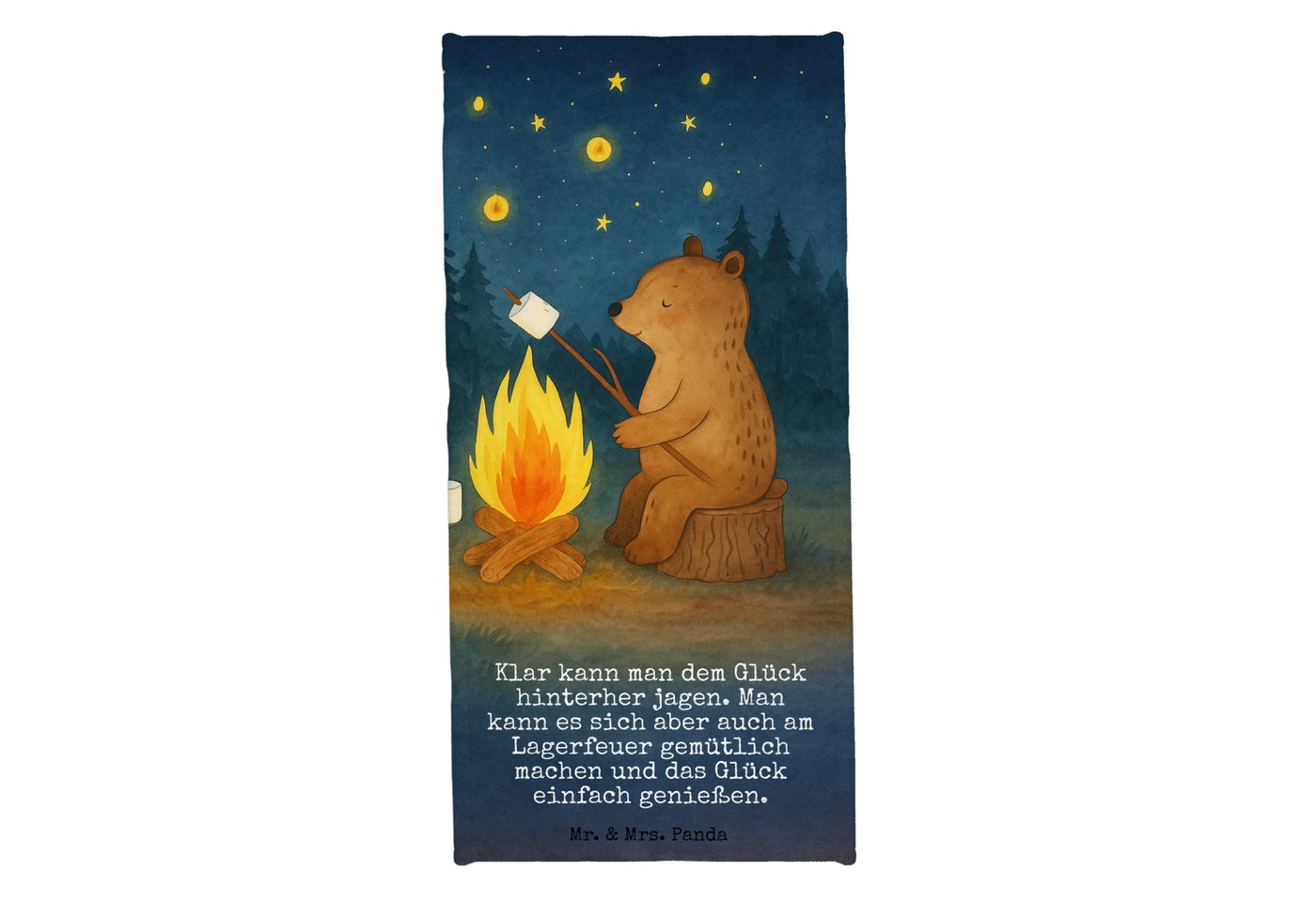 Mr. & Mrs. Panda Handtuch Bär & Marienkäfer Lagerfeuer Design, Badehandtuch, Blau Pastell, Gäst, Kunstfaser (Packung, 1-St) von Mr. & Mrs. Panda