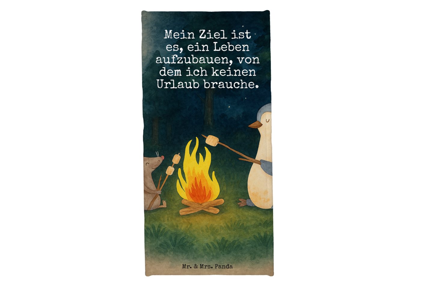 Mr. & Mrs. Panda Handtuch Pinguin Lagerfeuer Design, Badehandtuch, Eisblau, Leben, Badehandtuch, Kunstfaser (Packung, 1-St) von Mr. & Mrs. Panda