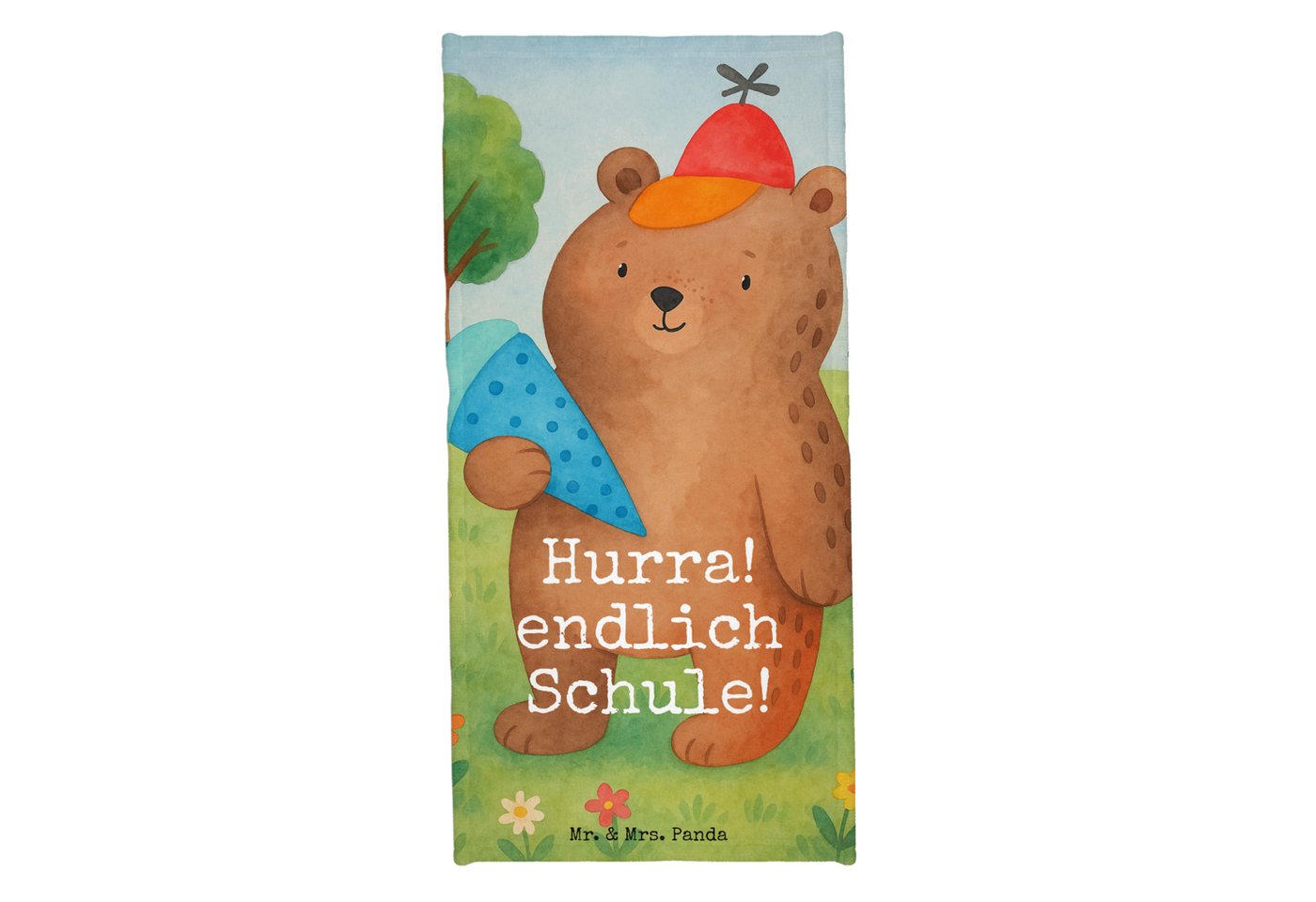 Mr. & Mrs. Panda Handtuch Bär Schultüte Design, Badehandtuch, Blau Pastell, Badetuch, Einschulu, Kunstfaser (Packung, 1-St) von Mr. & Mrs. Panda