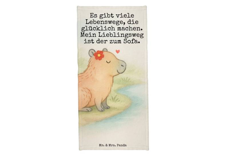 Mr. & Mrs. Panda Handtuch Capybara Blume Design, Badehandtuch, Weiß, Reisehandtuch, Badetuch, D, Kunstfaser (Packung, 1-St) von Mr. & Mrs. Panda
