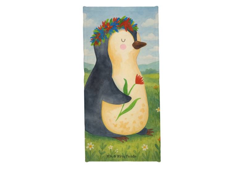 Mr. & Mrs. Panda Handtuch Pinguin Blumen Design, Badehandtuch, Eisblau, Badetuch, Badehandtuch, Kunstfaser (Packung, 1-St) von Mr. & Mrs. Panda