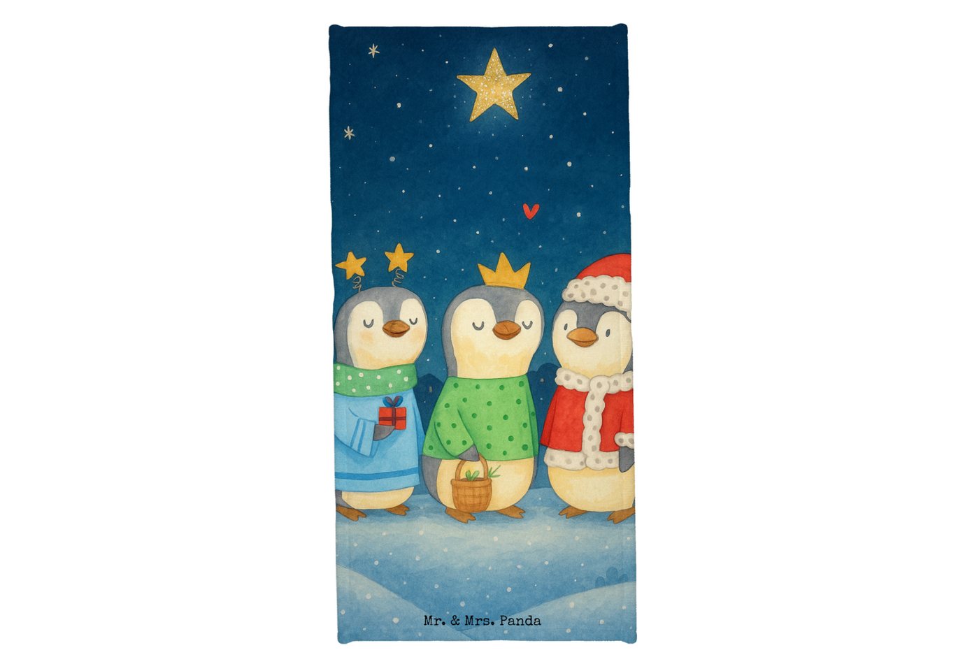 Mr. & Mrs. Panda Handtuch Winterzeit Heilige drei Könige Design, Badehandtuch, Eisblau, Frottie, Kunstfaser (Packung, 1-St) von Mr. & Mrs. Panda