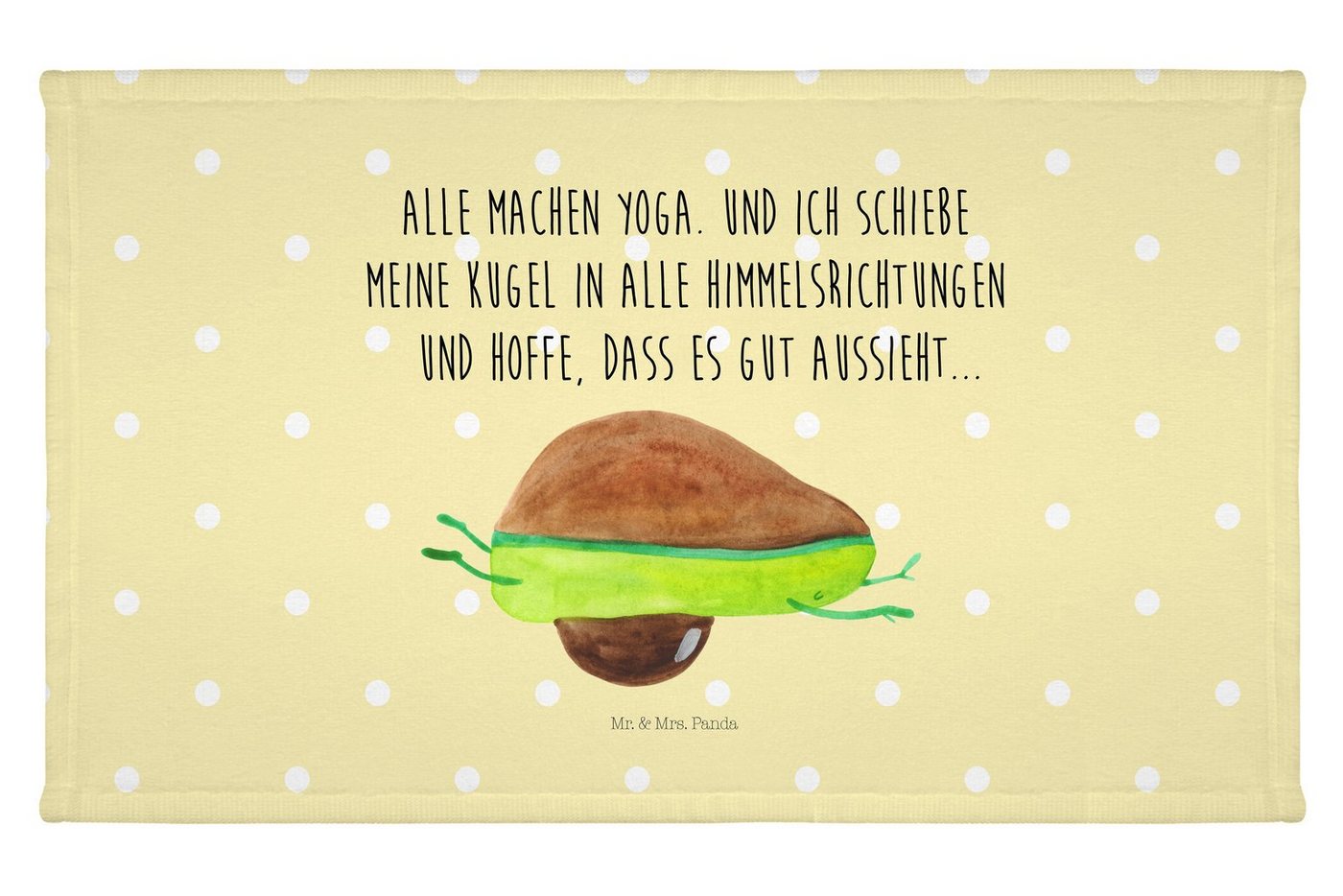 Mr. & Mrs. Panda Handtuch Avocado Yoga - Gelb Pastell - Geschenk, Vegan, Kinder, Gesund, bauch, (1-St), Samtweiches Gefühl von Mr. & Mrs. Panda