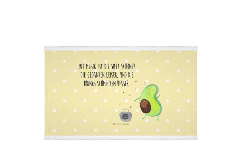 Mr. & Mrs. Panda Handtuch Avocado Tanzen - Gelb Pastell - Geschenk, Kinder Handtuch, Reisehandt, (1-St), Süßes Motiv von Mr. & Mrs. Panda