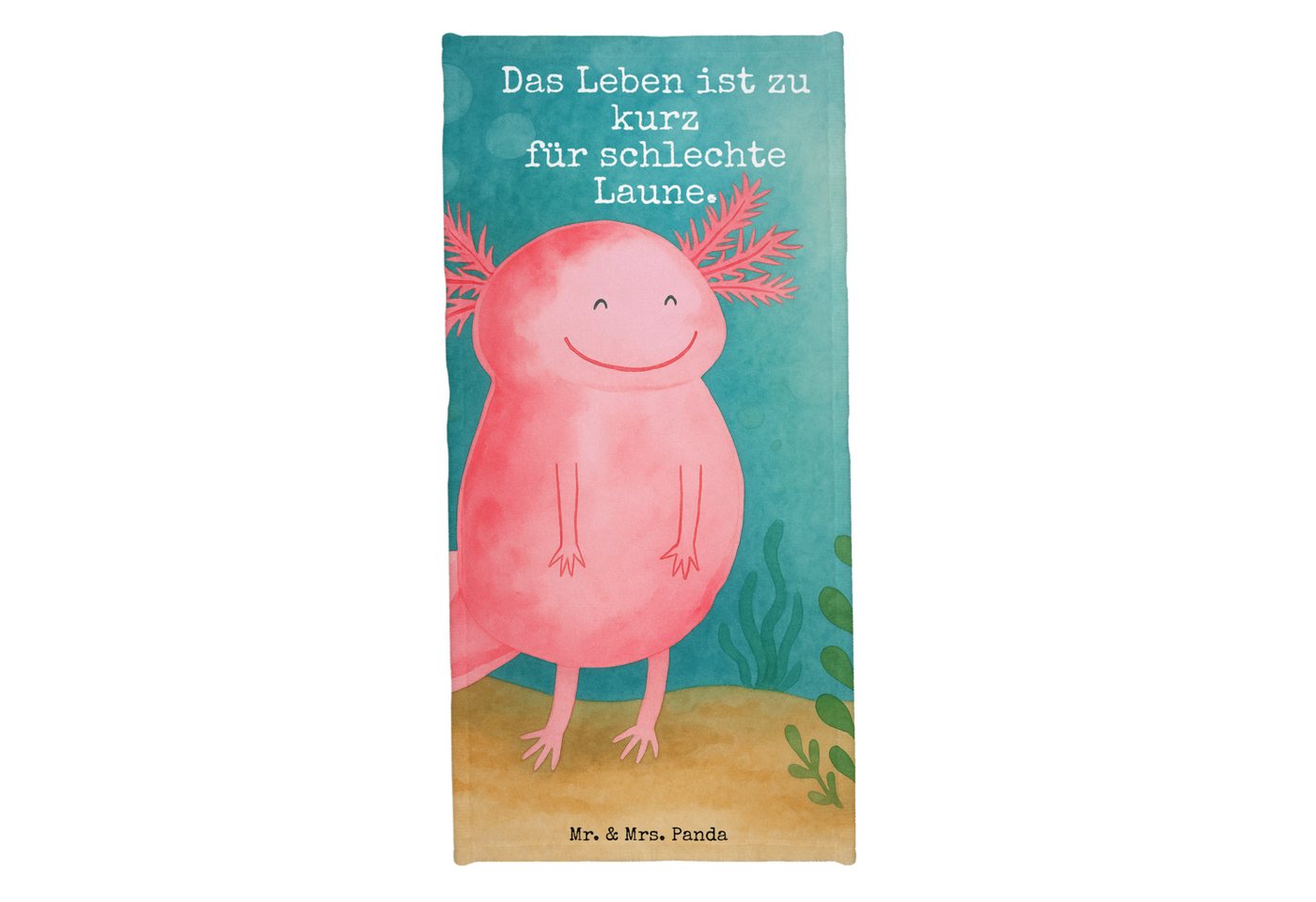 Mr. & Mrs. Panda Handtuch Axolotl Glücklich Design, Kunstfaser (Packung, 1-St) von Mr. & Mrs. Panda