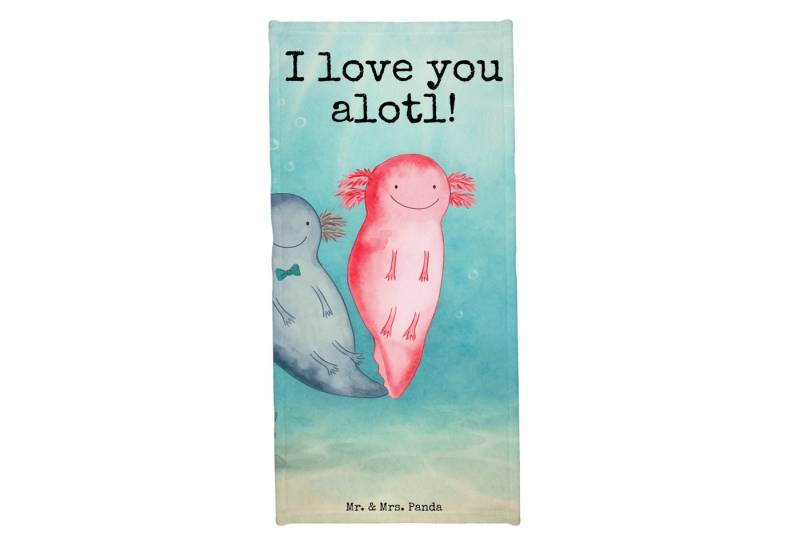 Mr. & Mrs. Panda Handtuch Axolotl Liebe Design, Badehandtuch, Grau Pastell, Jahrestag, Hochzeit, Kunstfaser (Packung, 1-St) von Mr. & Mrs. Panda