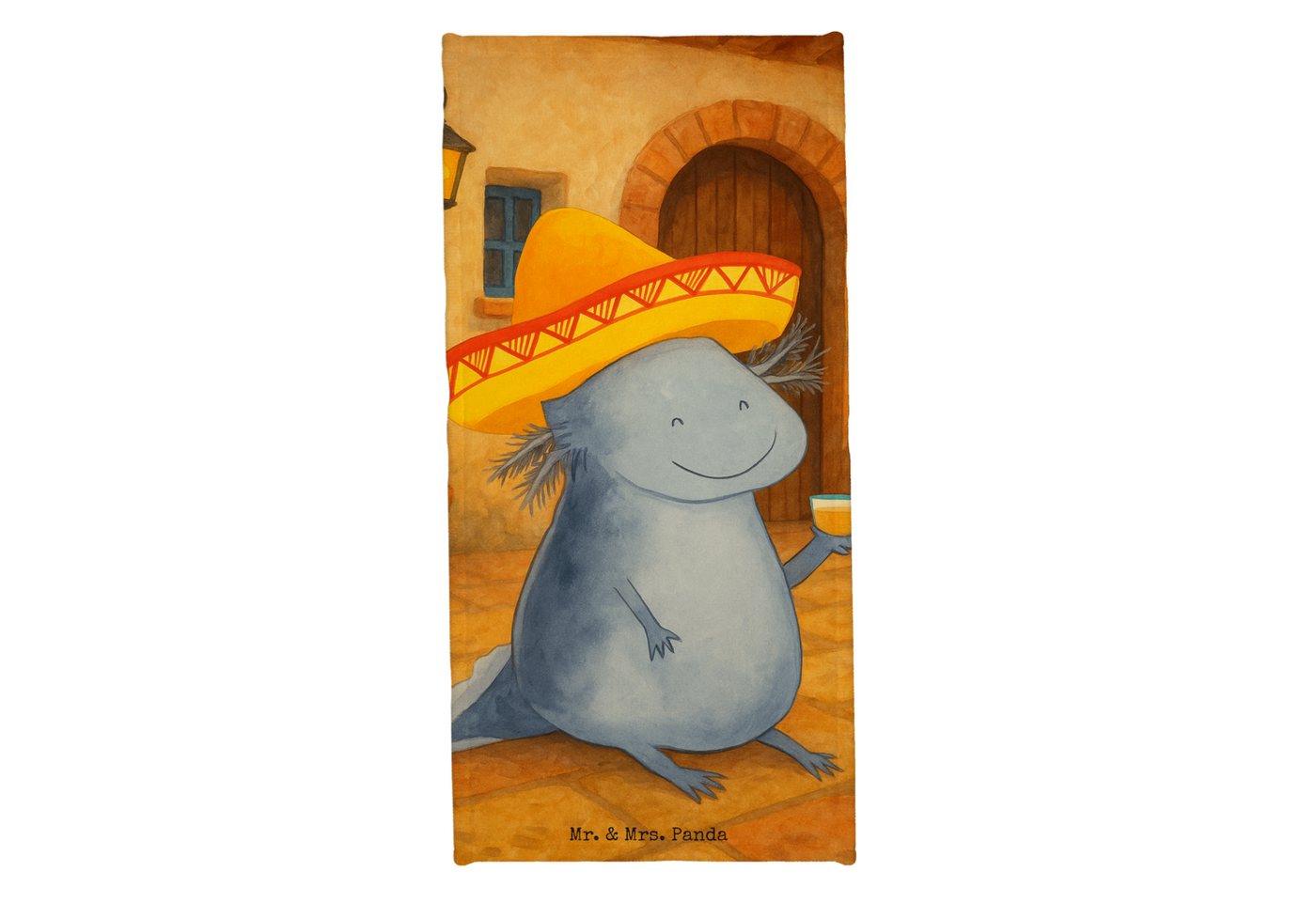 Mr. & Mrs. Panda Handtuch Axolotl Tequila Design, Badetuch, Kinder Handtuch, Strandtuch, Kunstfaser (Packung, 1-St), Bezauberndes Design von Mr. & Mrs. Panda