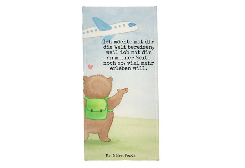 Mr. & Mrs. Panda Handtuch Bär Flugzeug Design, Badehandtuch, Grau Pastell, Saunatuch, Duschtuch, Kunstfaser (Packung, 1-St) von Mr. & Mrs. Panda