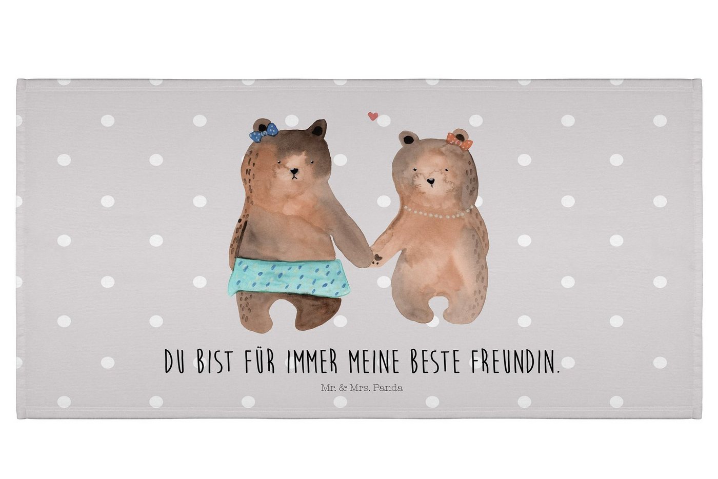 Mr. & Mrs. Panda Handtuch Bär Freundin - Grau Pastell - Geschenk, Teddy, Kinder Handtuch, Gäste, (1-St), Allrounder von Mr. & Mrs. Panda