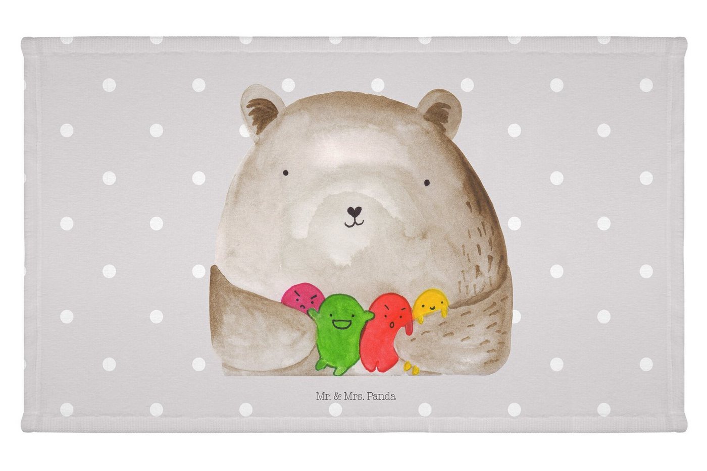 Mr. & Mrs. Panda Handtuch Bär Gefühl - Grau Pastell - Geschenk, Teddy, Durchgedreht, Teddybär, (1-St), Süßes Motiv von Mr. & Mrs. Panda