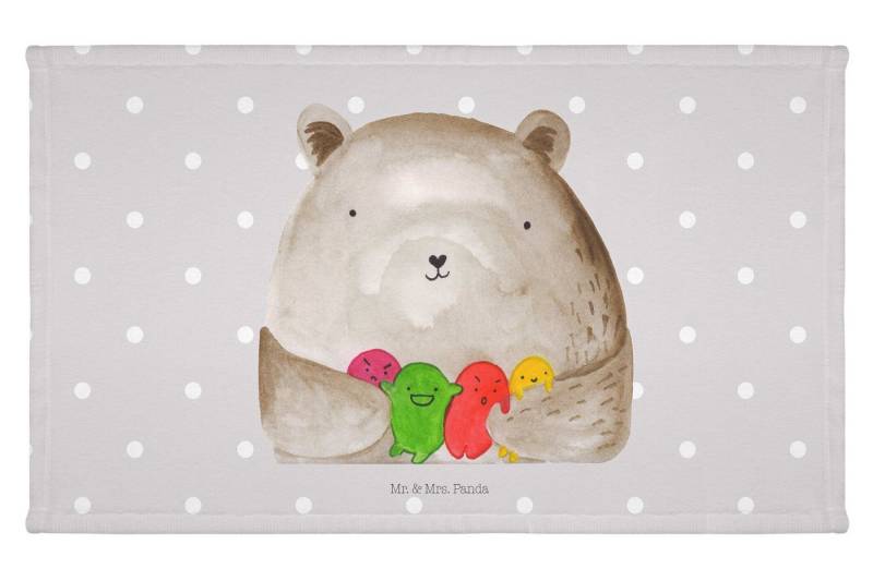 Mr. & Mrs. Panda Handtuch Bär Gefühl - Grau Pastell - Geschenk, Teddy, Durchgedreht, Teddybär, (1-St), Süßes Motiv von Mr. & Mrs. Panda