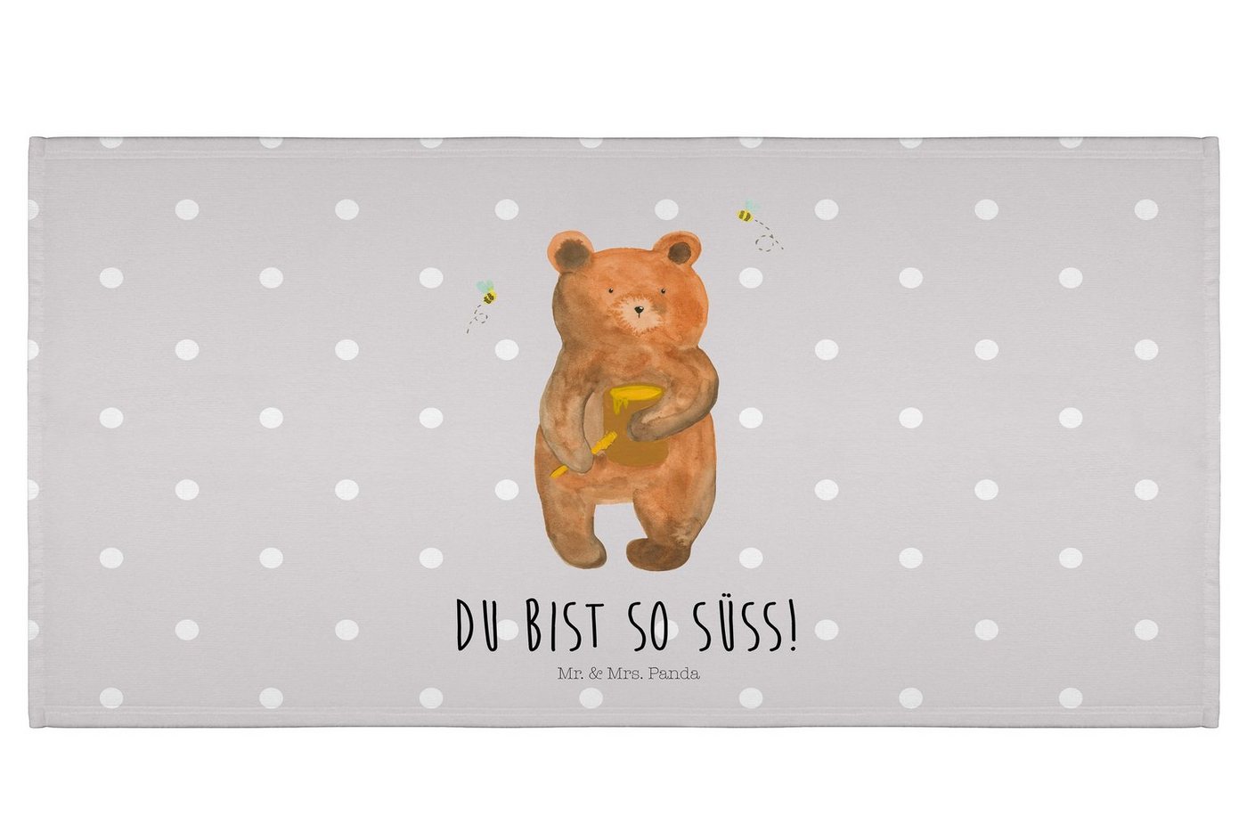 Mr. & Mrs. Panda Handtuch Bär Honig - Grau Pastell - Geschenk, Mikrofaser Handtuch 50x100, Bunt, Kunstfaser (Packung, 1-St), Luxuriös weich von Mr. & Mrs. Panda
