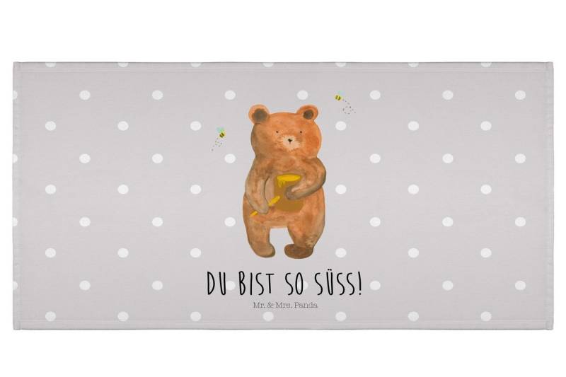 Mr. & Mrs. Panda Handtuch Bär Honig - Grau Pastell - Geschenk, Mikrofaser Handtuch 50x100, Bunt, Kunstfaser (Packung, 1-St), Luxuriös weich von Mr. & Mrs. Panda