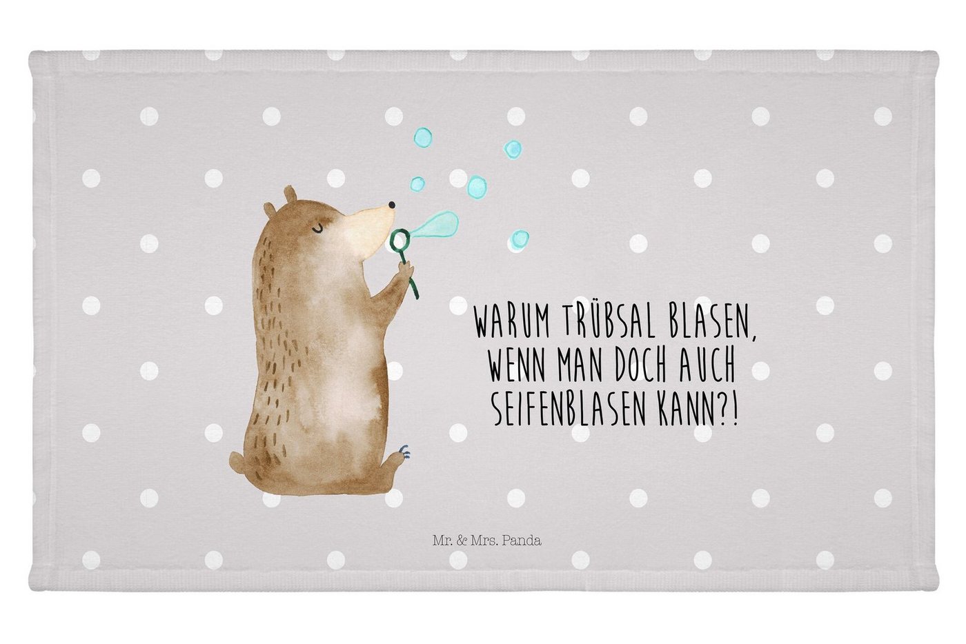 Mr. & Mrs. Panda Handtuch Bär Seifenblasen - Grau Pastell - Geschenk, Frottier, Seifenblasen Bä, (1-St), Flauschig weich von Mr. & Mrs. Panda