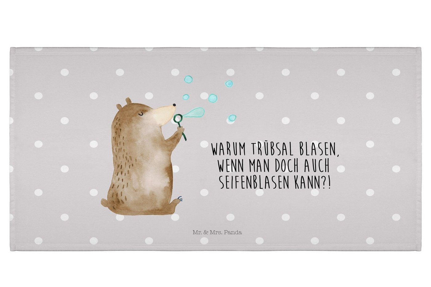 Mr. & Mrs. Panda Handtuch Bär Seifenblasen - Grau Pastell - Geschenk, Teddy, Weißes Handtuch 50, Kunstfaser (Packung, 1-St), Luxuriös weich von Mr. & Mrs. Panda