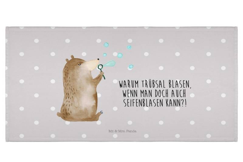 Mr. & Mrs. Panda Handtuch Bär Seifenblasen - Grau Pastell - Geschenk, Teddy, Weißes Handtuch 50, Kunstfaser (Packung, 1-St), Luxuriös weich von Mr. & Mrs. Panda