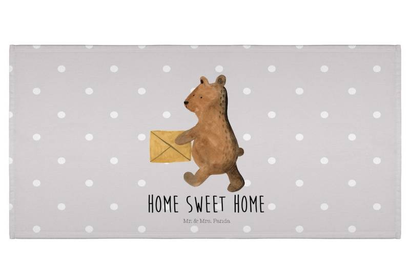 Mr. & Mrs. Panda Handtuch Bär Zuhause - Grau Pastell - Geschenk, Einzugsgeschenk Einzug Neues H, Kunstfaser (Packung, 1-St), Flauschig weich von Mr. & Mrs. Panda