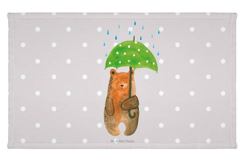 Mr. & Mrs. Panda Handtuch Bär Regenschirm - Grau Pastell - Geschenk, Reisehandtuch, Teddybär, K, (1-St), Einzigartiges Design von Mr. & Mrs. Panda