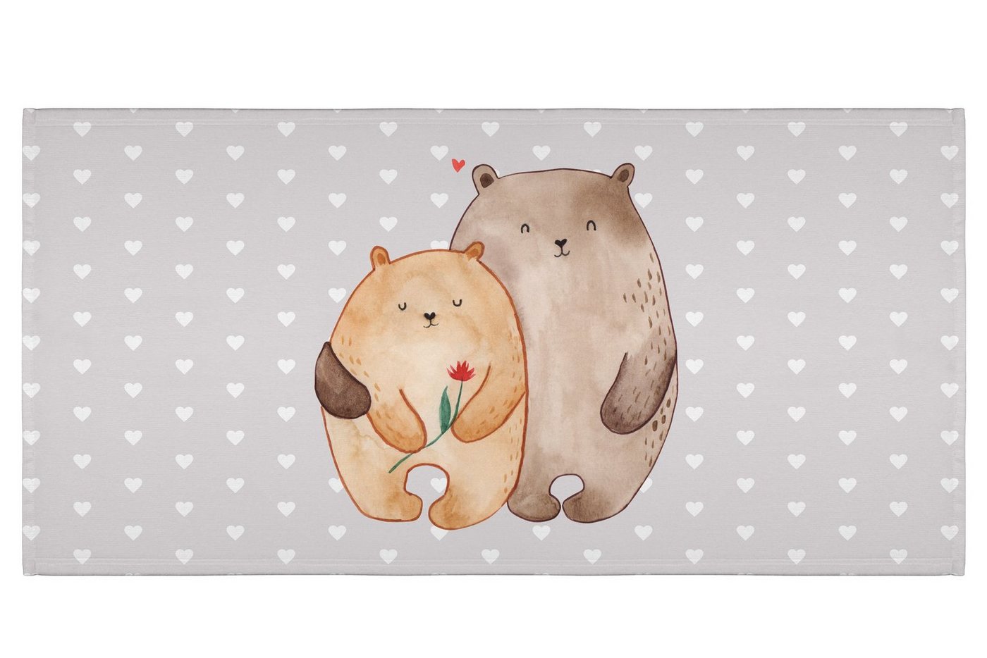 Mr. & Mrs. Panda Handtuch Bären Liebe - Grau Pastell - Geschenk, Nachhaltiges Handtuch 50x100, Kunstfaser (Packung, 1-St), Luxuriös weich von Mr. & Mrs. Panda