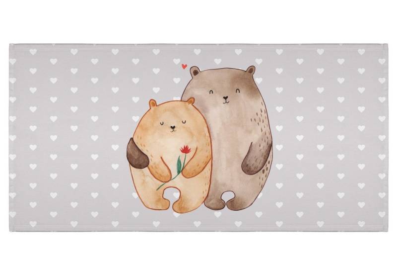 Mr. & Mrs. Panda Handtuch Bären Liebe - Grau Pastell - Geschenk, Nachhaltiges Handtuch 50x100, Kunstfaser (Packung, 1-St), Luxuriös weich von Mr. & Mrs. Panda