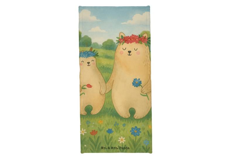 Mr. & Mrs. Panda Handtuch Bären mit Blumenkranz Design, Badehandtuch, Grau Pastell, Kinder Hand, Kunstfaser (Packung, 1-St), Duschtuch Saunatuch Badetuch von Mr. & Mrs. Panda