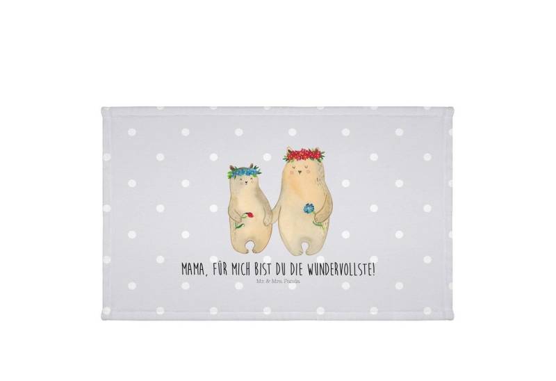 Mr. & Mrs. Panda Handtuch Bären mit Blumenkranz - Grau Pastell - Geschenk, Handtuch Für GästeWC, Kunstfaser (Packung, 1-St), Luxuriös weich von Mr. & Mrs. Panda