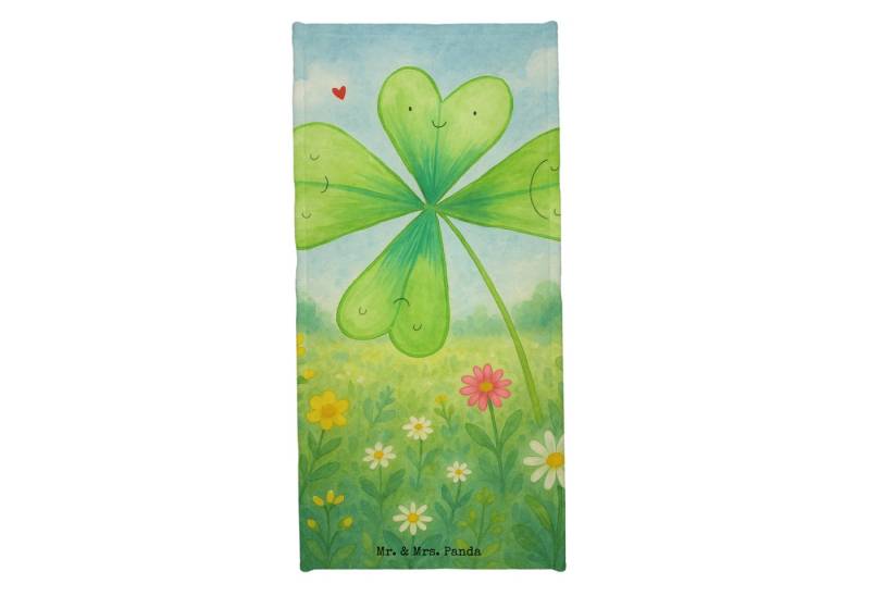 Mr. & Mrs. Panda Handtuch Blume Kleeblatt Design, Badehandtuch, Weiß, Glück, Strandtuch, Motiva, Kunstfaser (Packung, 1-St) von Mr. & Mrs. Panda