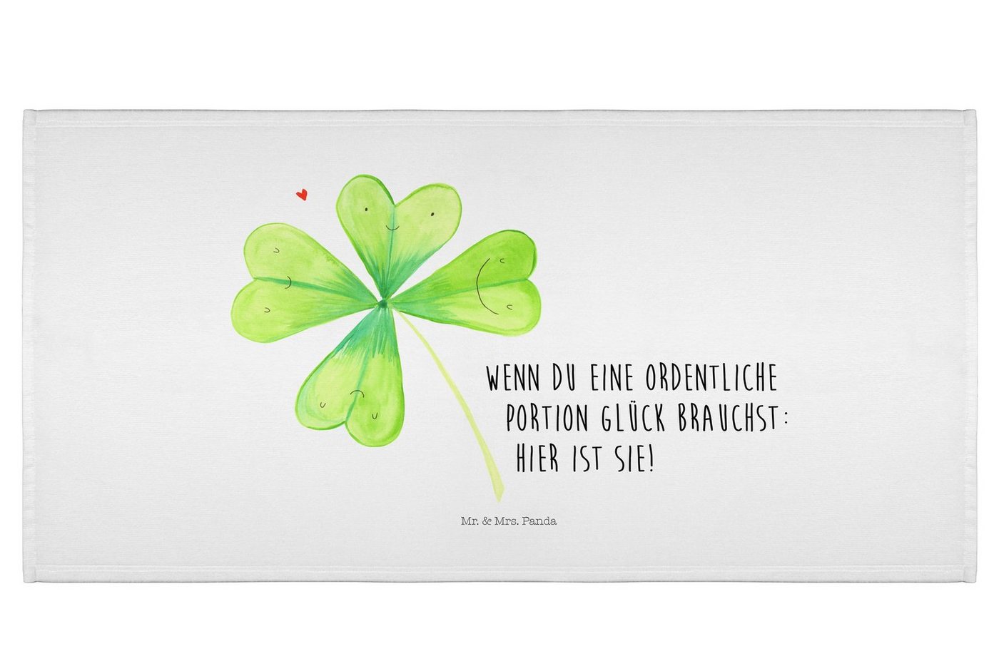 Mr. & Mrs. Panda Handtuch Blume Kleeblatt - Weiß - Geschenk, Handtuch 50x100, Handtuch Set 50x1, Kunstfaser (Packung, 1-St), Bezaubernde Designs von Mr. & Mrs. Panda