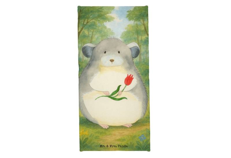 Mr. & Mrs. Panda Handtuch Chinchilla Blume Design, Badehandtuch, Weiß, Liebeskummer, Reisehandt, Kunstfaser (Packung, 1-St) von Mr. & Mrs. Panda