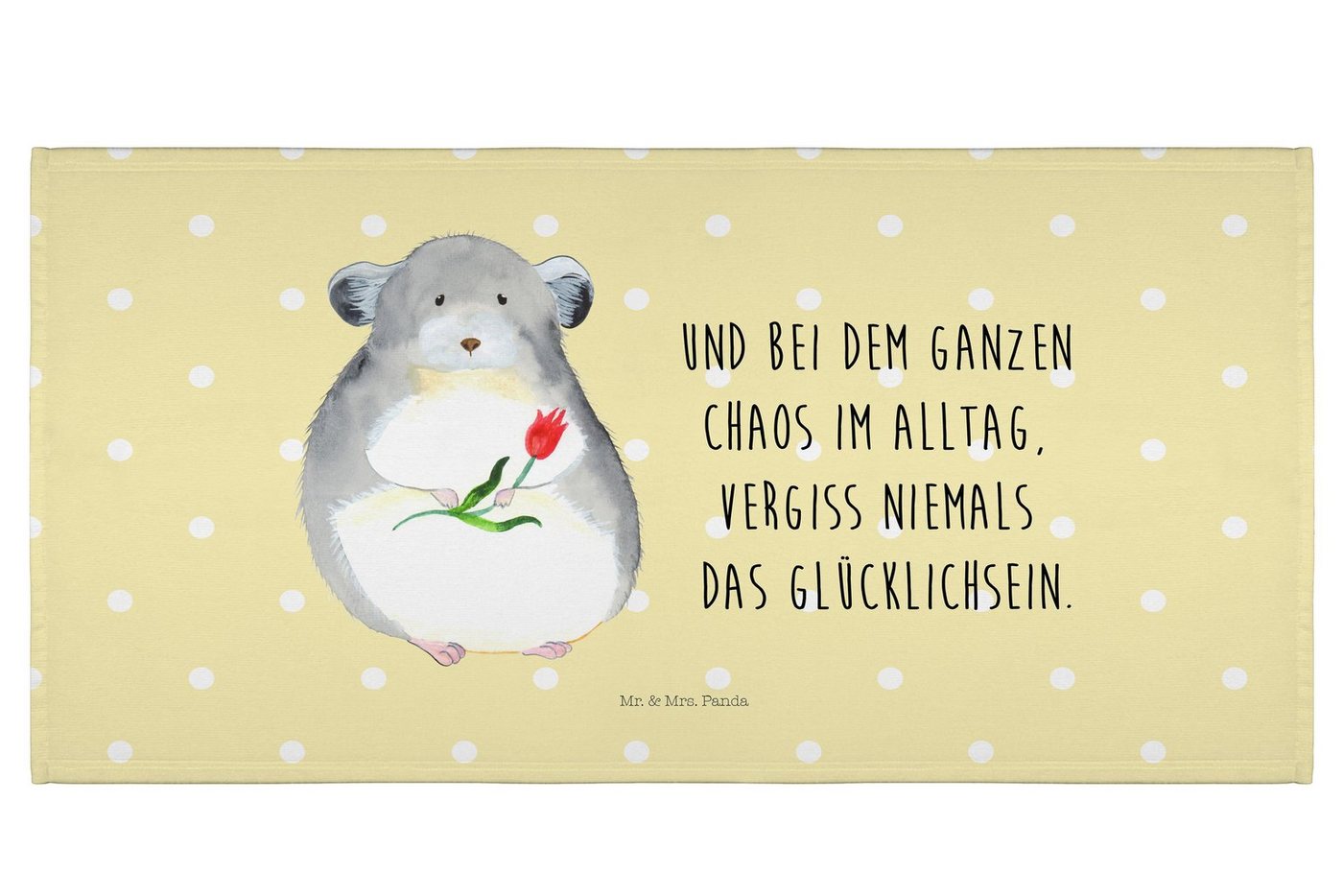 Mr. & Mrs. Panda Handtuch Chinchilla Blume - Gelb Pastell - Geschenk, Tiermotive, Gute Laune, l, (1-St), Kreative Sprüche von Mr. & Mrs. Panda