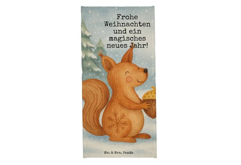 Mr. & Mrs. Panda Handtuch Eichhörnchen Weihnachten Design, Badehandtuch, Eisblau, Vogel, Frohe, Kunstfaser (Packung, 1-St) von Mr. & Mrs. Panda