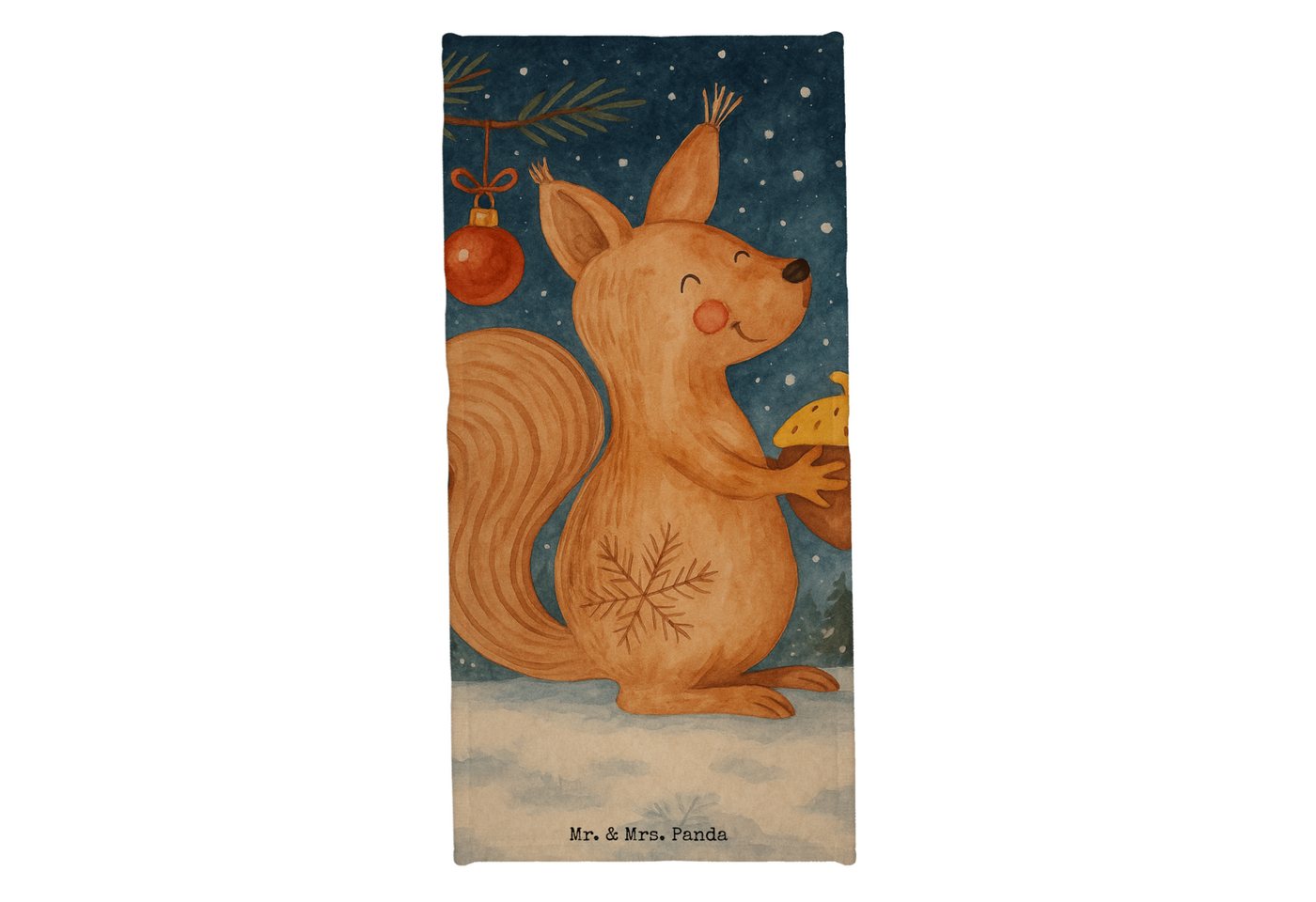 Mr. & Mrs. Panda Handtuch Eichhörnchen Weihnachten Design, Badehandtuch, Eisblau, Weihnachtsgru, Kunstfaser (Packung, 1-St) von Mr. & Mrs. Panda