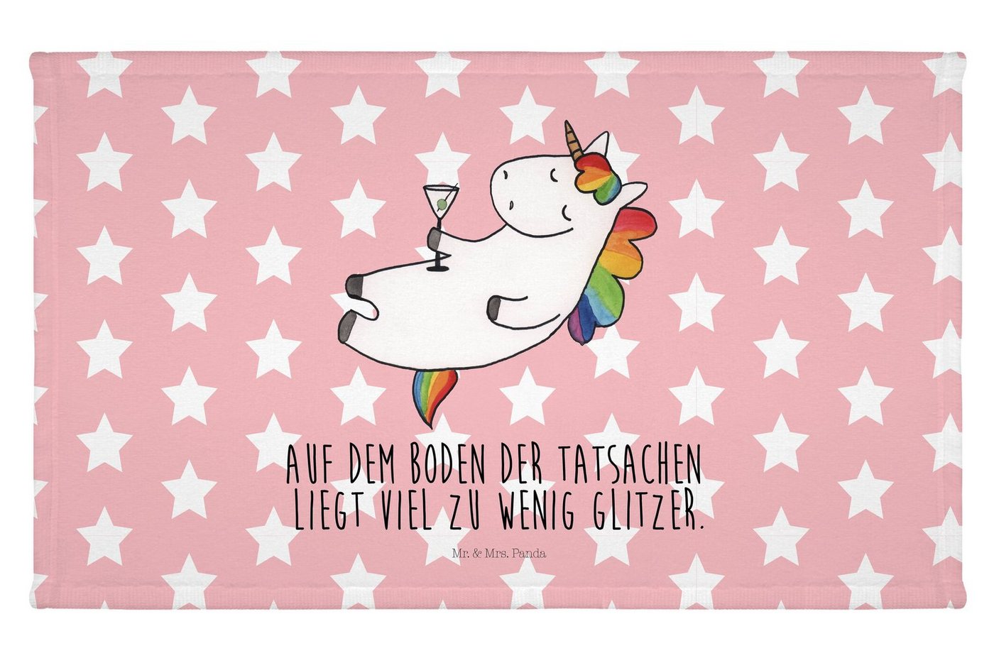 Mr. & Mrs. Panda Handtuch Einhorn Cocktail - Rot Pastell - Geschenk, Gästetuch, Pegasus, Reiseh, (1-St), Strahlende Farben von Mr. & Mrs. Panda