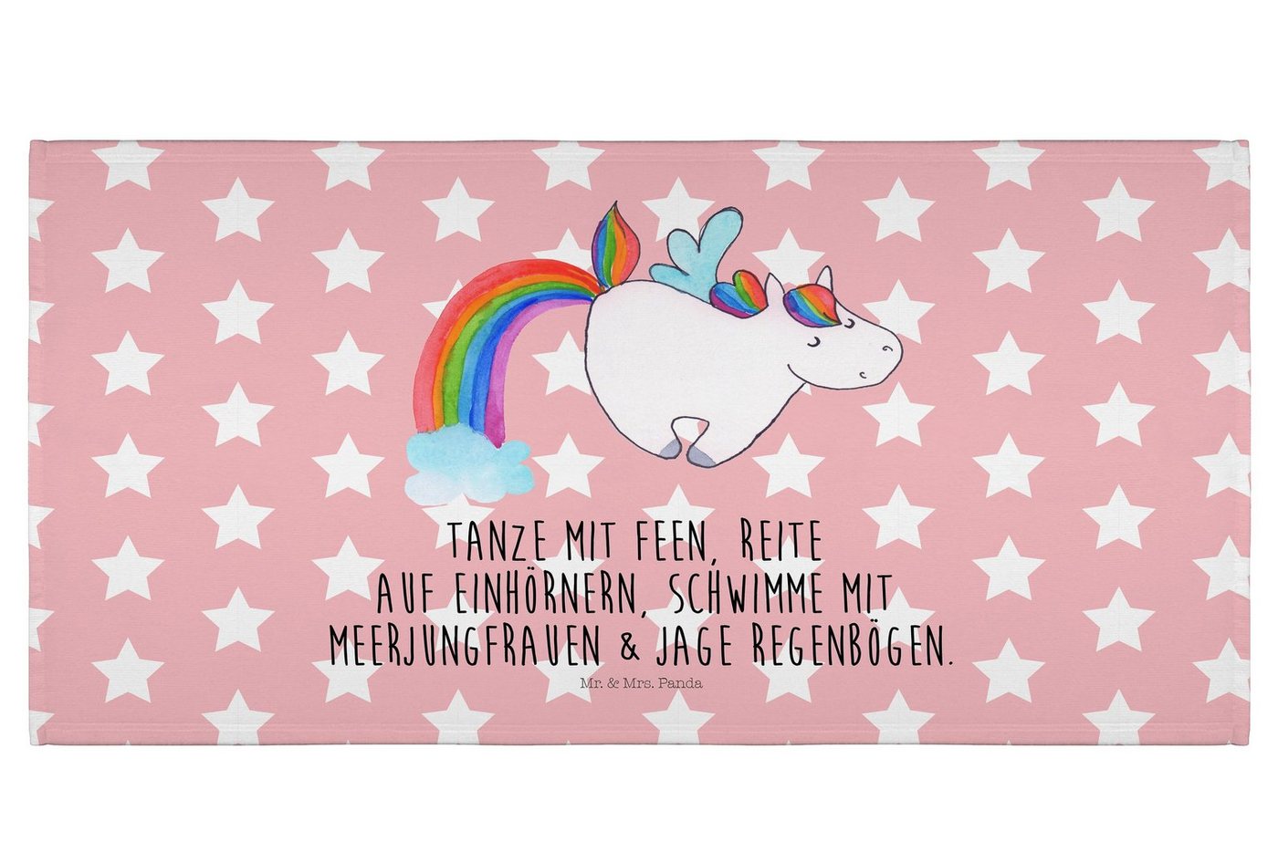 Mr. & Mrs. Panda Handtuch Einhorn Pegasus - Rot Pastell - Geschenk, Unicorn, Realität, Gästetuc, (1-St), Bunt bedruckt von Mr. & Mrs. Panda