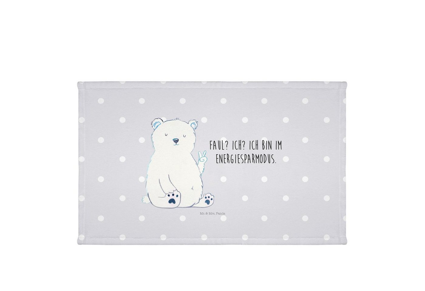 Mr. & Mrs. Panda Handtuch Eisbär Faul - Grau Pastell - Geschenk, Baumwollhandtuch 50x100, Pfleg, Kunstfaser (Packung, 1-St), Besondere Motive von Mr. & Mrs. Panda